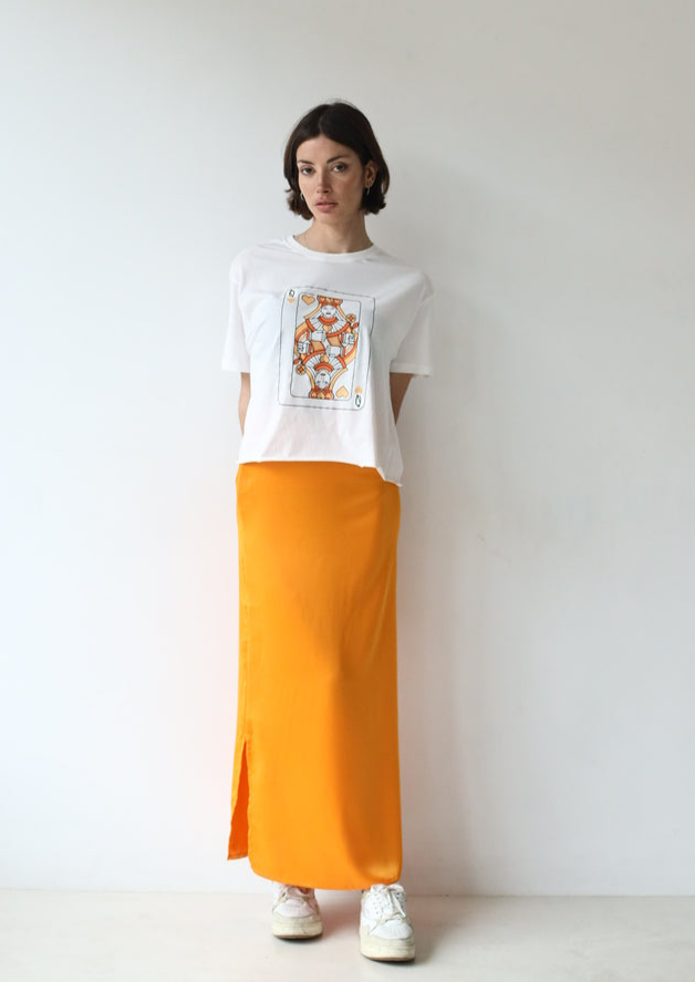 FALDA MIDI NARANJA