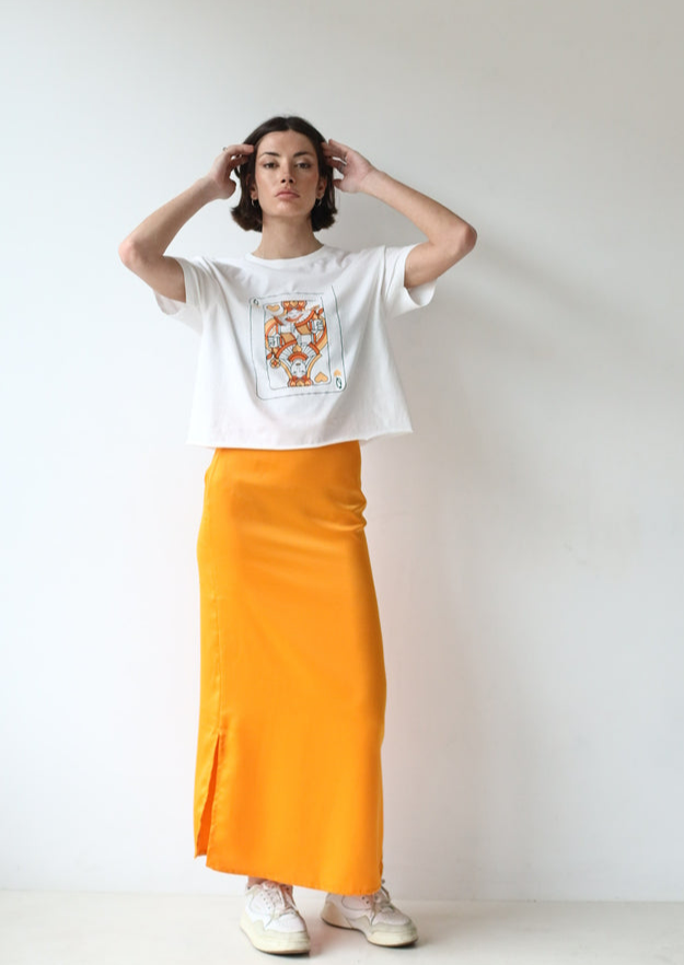 FALDA MIDI NARANJA