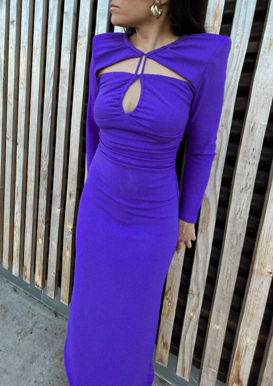 VESTIDO ESCOTE CUT OUT MORADO